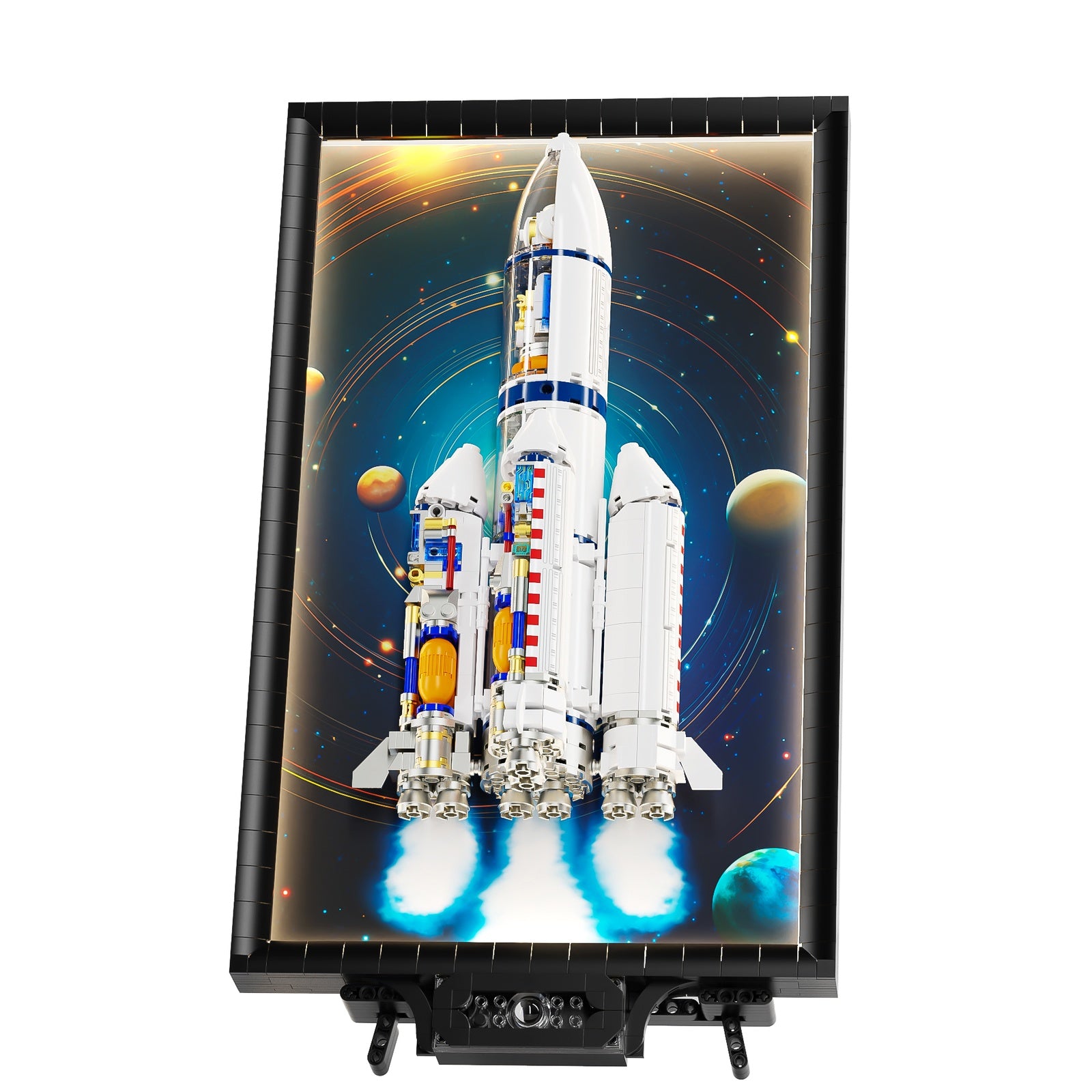 Long March Rocket Light-Up Wall Art Building Block Display Set - main product view on a clean background