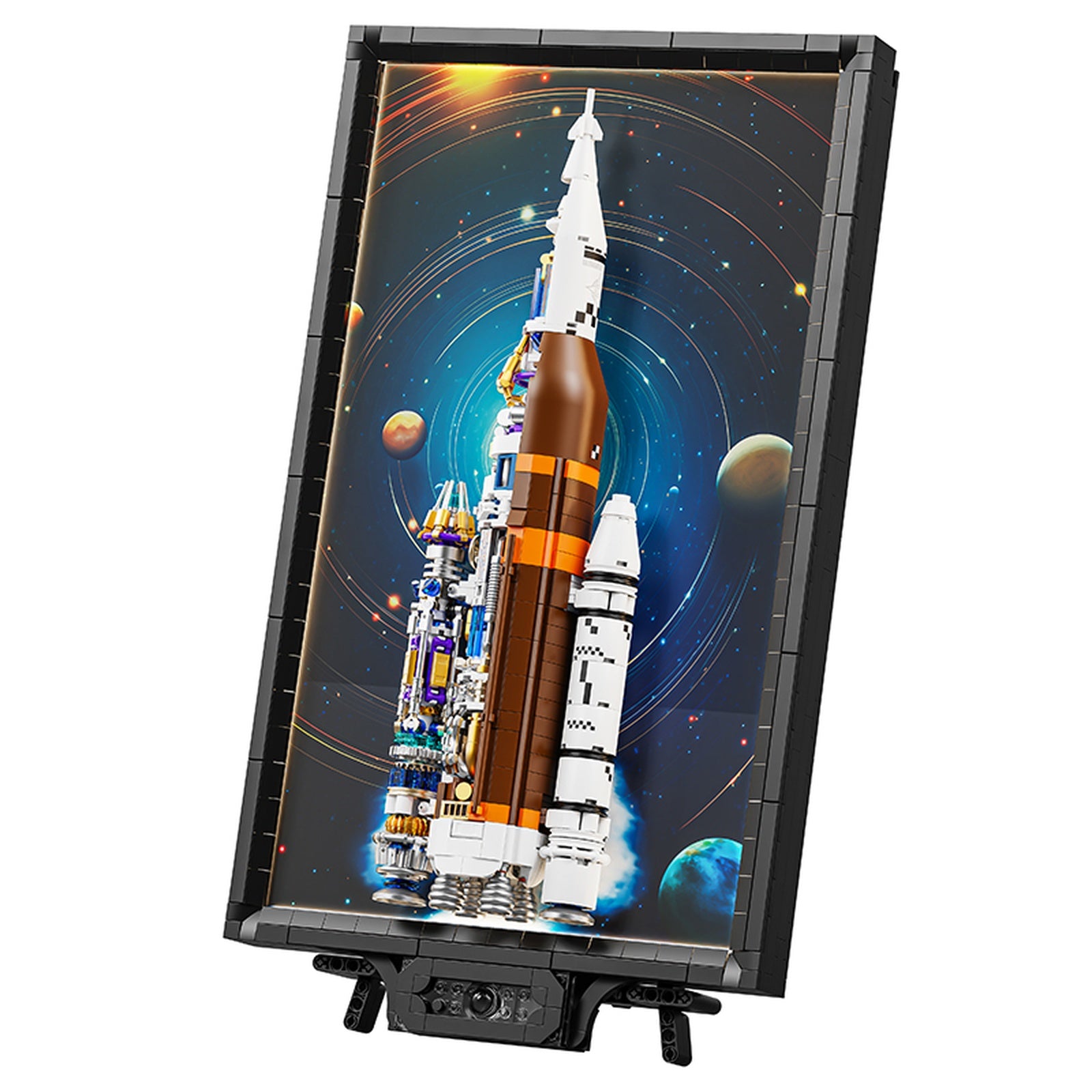 Apollo Rocket Light-Up Wall Art Building Block Display Set - main product view on a clean background