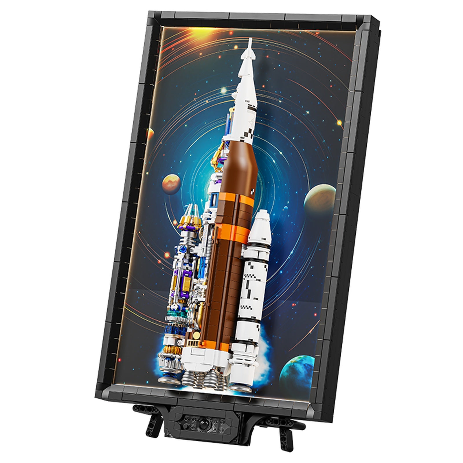 Apollo Rocket Light-Up Wall Art Building Block Display Set - front product view