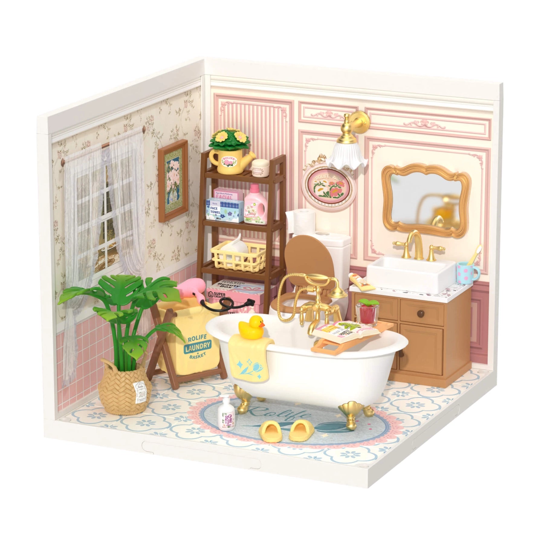 Robotime Rolife Pop Bubble Bathroom Plastic DIY Miniature House DW014B