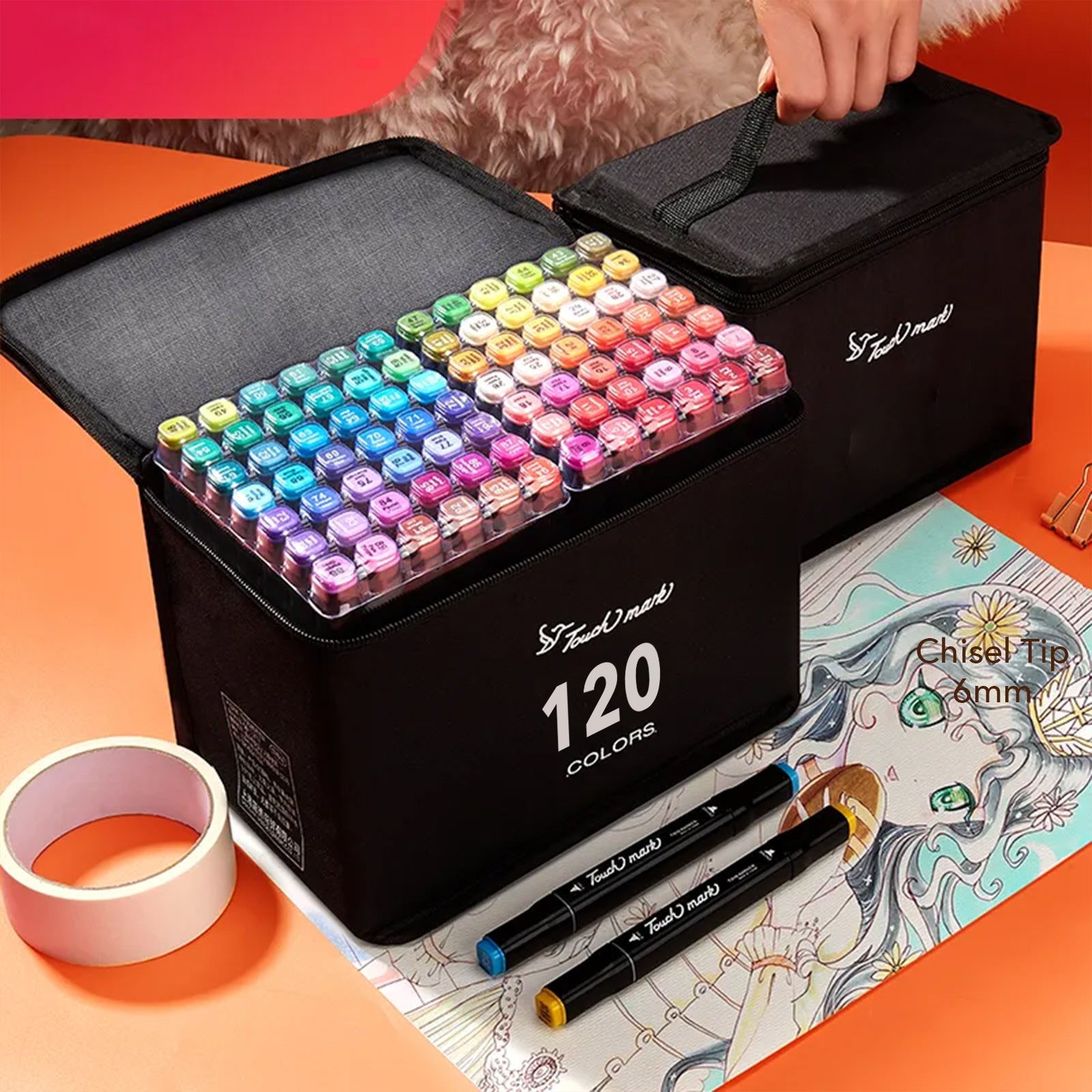 120PCS Colors Alcohol Markers Dual Tips Permanent Art Markers Pen for Kids & Adult, Alcohol-Based Highlighter Pen Sketch Markers for Painting, Coloring, Sketching and Drawing