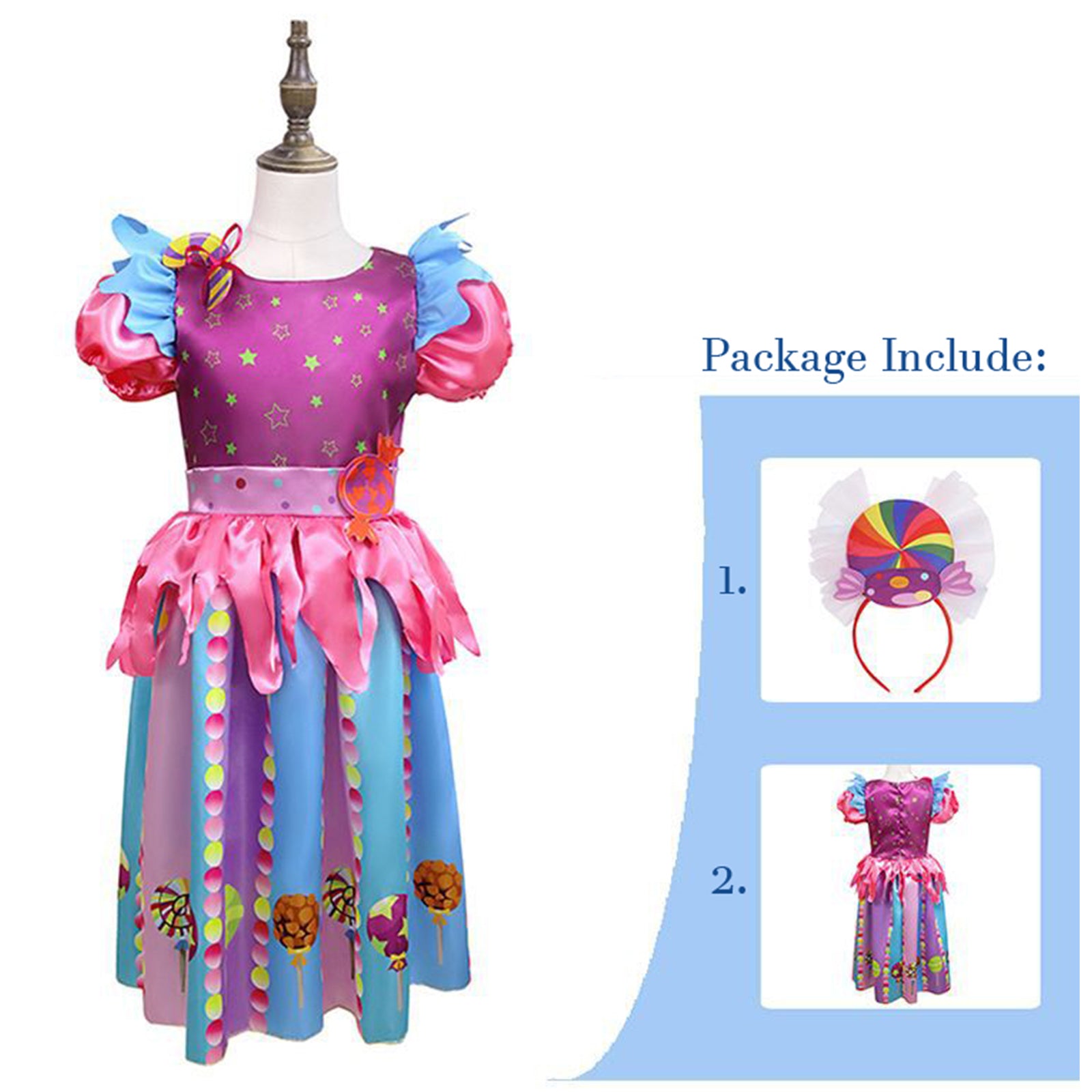 New Candy Princess Cosplay For Girls Kids Halloween  Role Play Party Birthday Gift Dress Performance Show Book Week Costume
