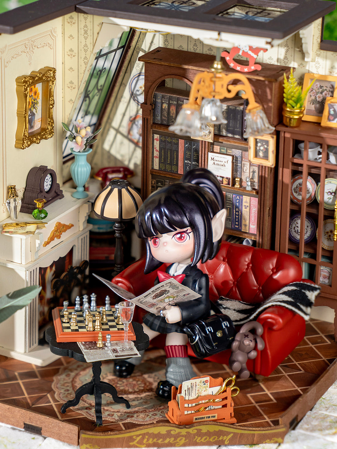 Rolife Catherine's Living Room DIY Miniature House - DG175 | 3D Dollhouse Kit with LED Lights for Adults