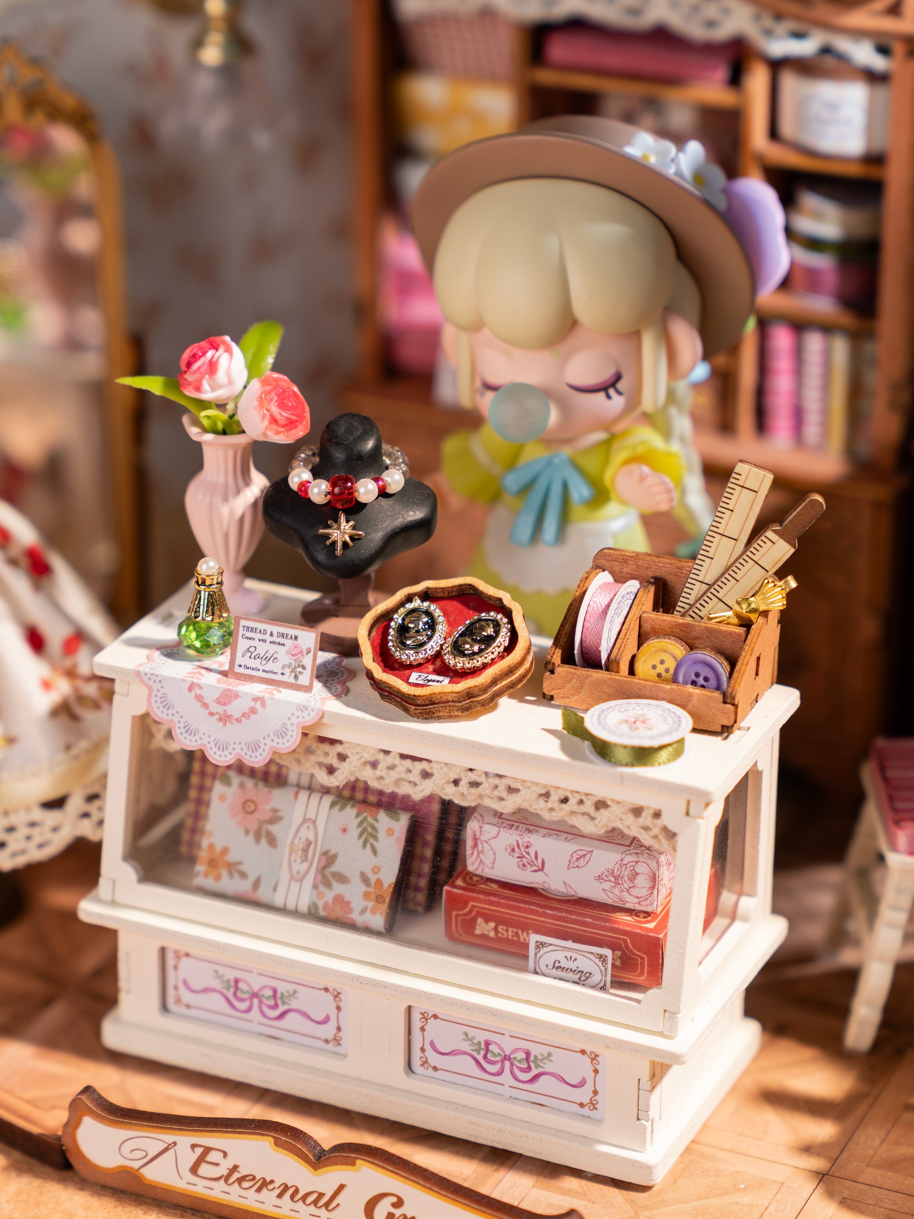 Rolife Elsa's Tailoring DIY Miniature House - DG178 | 3D Dollhouse Kit with LED Lights for Adults