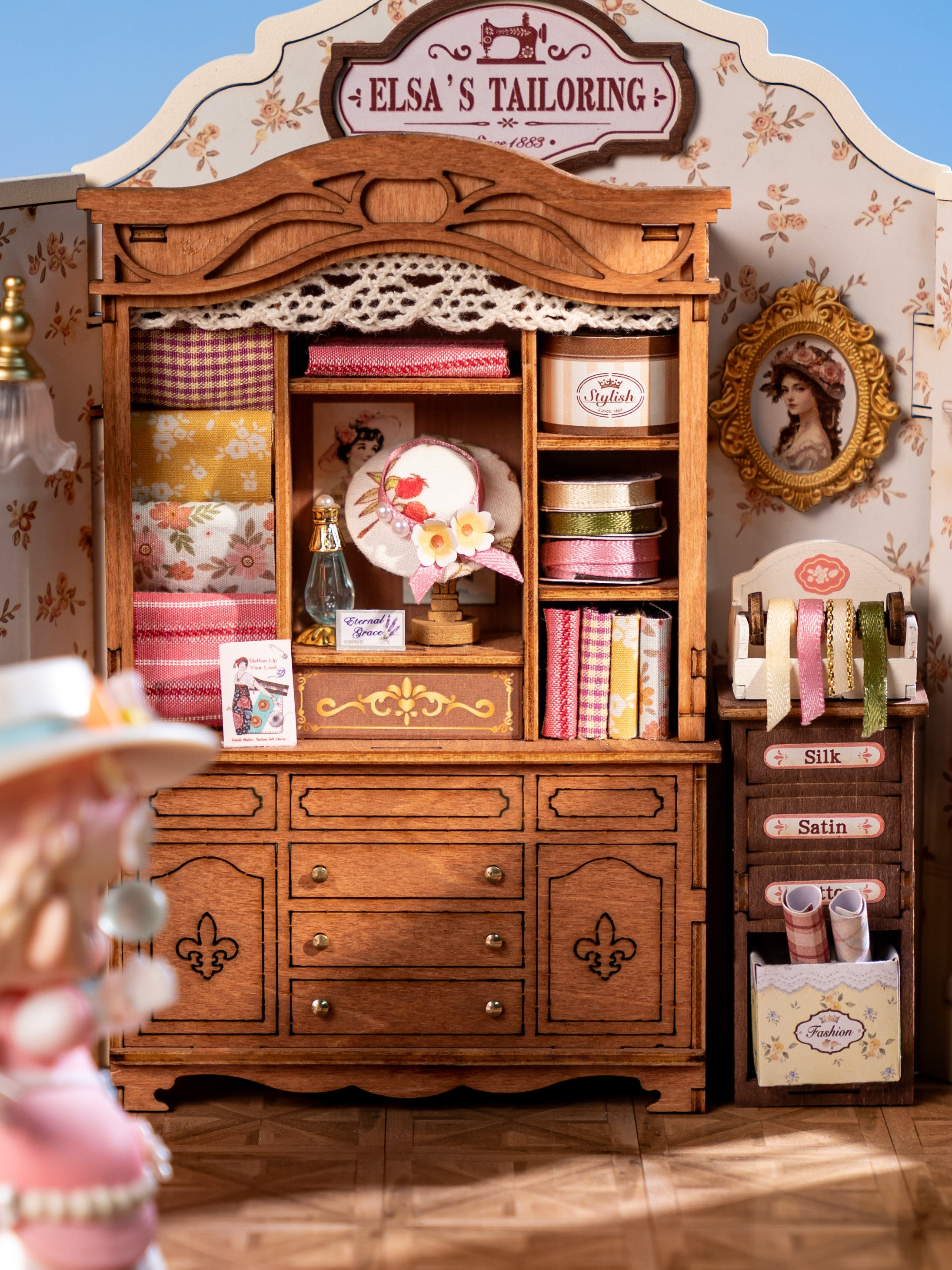 Rolife Elsa's Tailoring DIY Miniature House - DG178 | 3D Dollhouse Kit with LED Lights for Adults