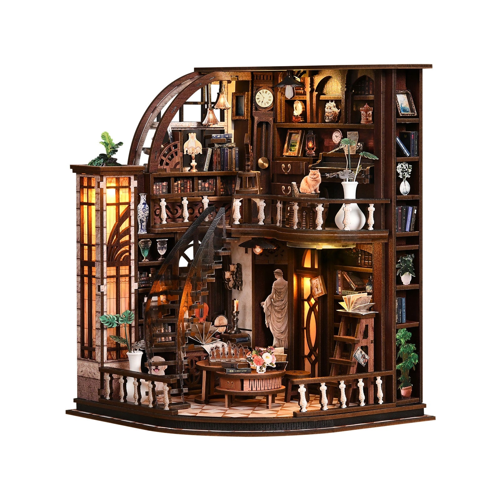 Bacchus Bookstore DIY Miniature Kit with LED Light - front product view