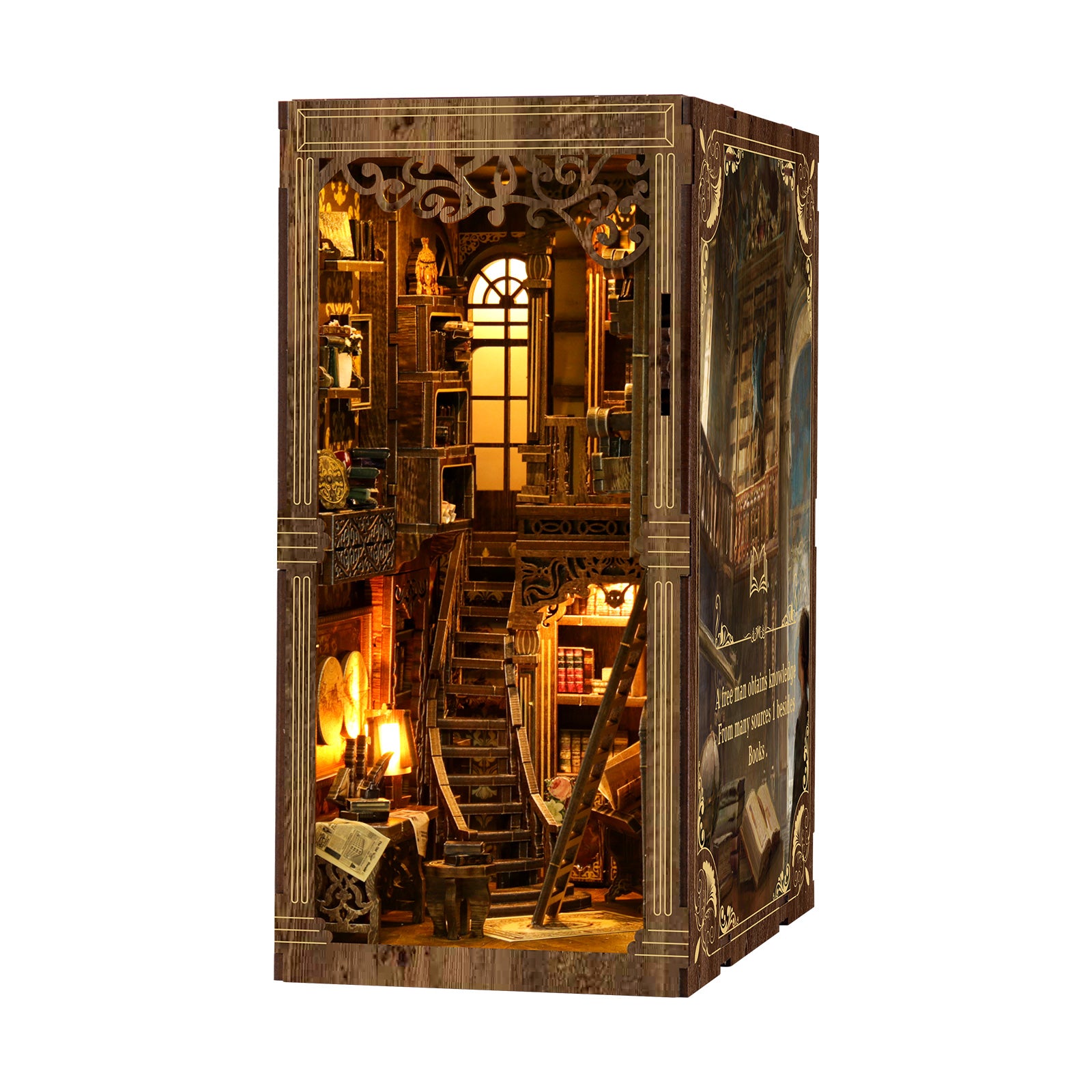 Antique Book Collection Room DIY Book Nook Kit with LED Light - main product image