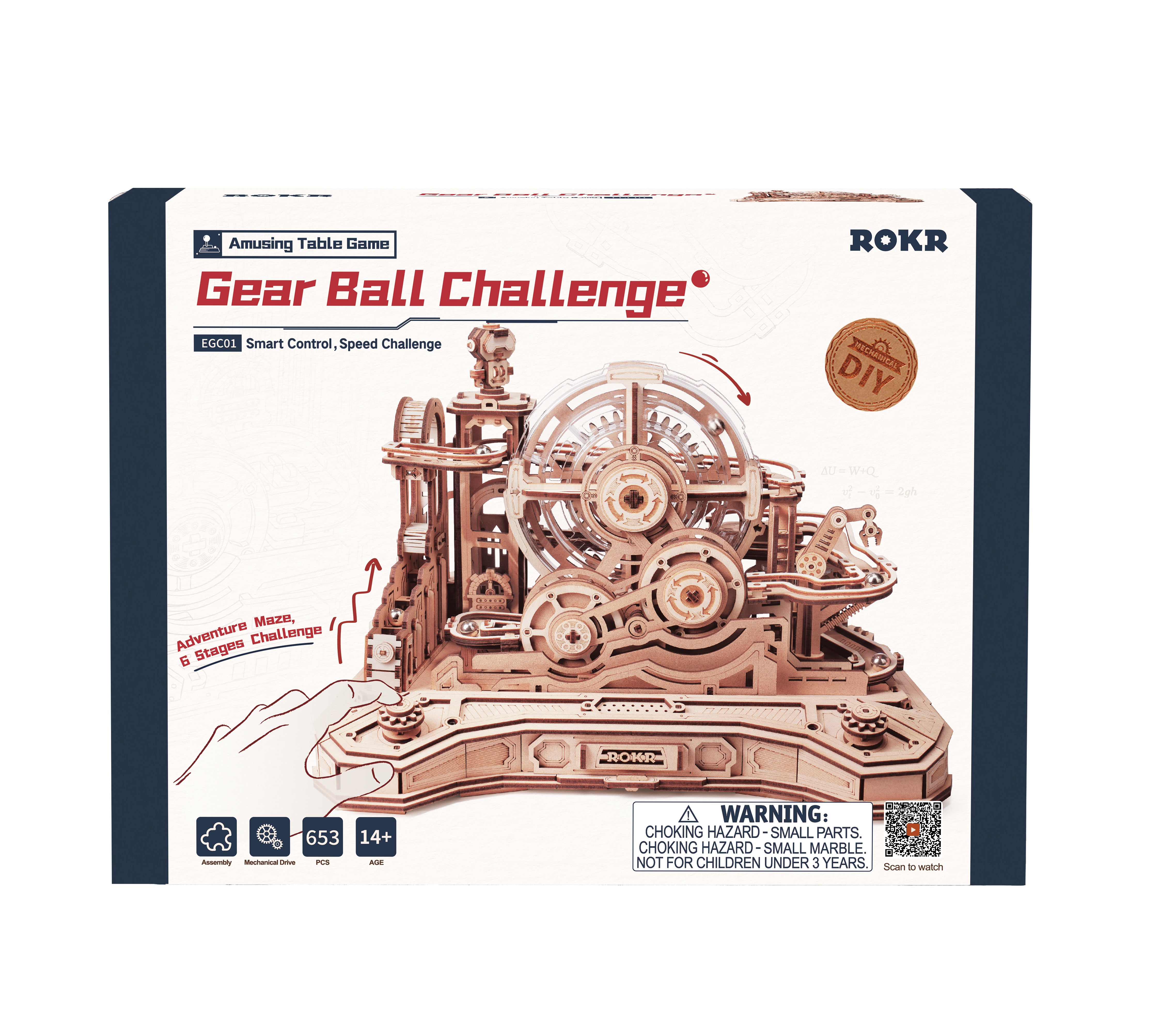 ROKR Gear Ball Challenge 3D Wooden Puzzle - EGC01 | Mechanical Brain Teaser for Teens & Adults