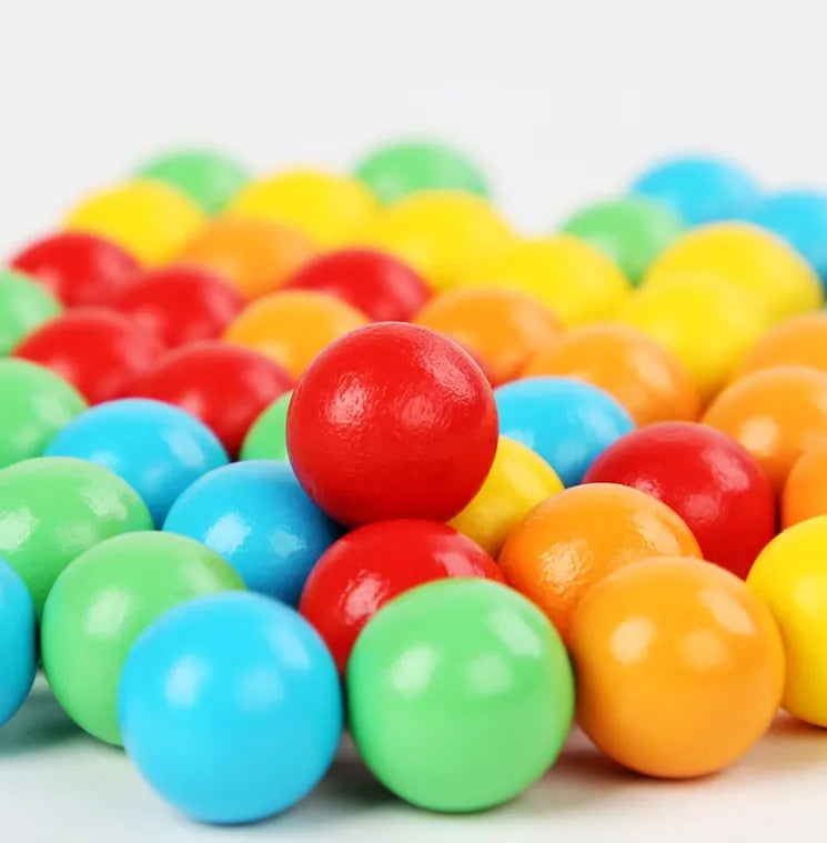 Early Educational Wooden Rainbow Toy Balls Set Color Matching Baby Toys Montessori Kids Education Wooden Montessori Toy