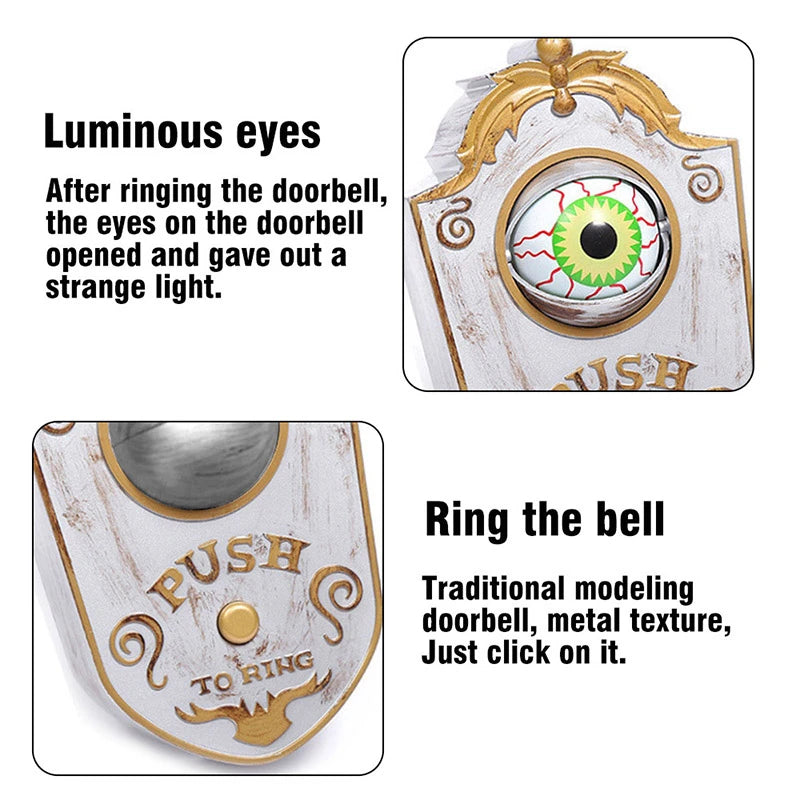 Halloween Doorbell with LED Lightup Eyes Creepy Sound Eyeball Doorbell Halloween Prop Spooky Toy Decoration Book Week Costume
