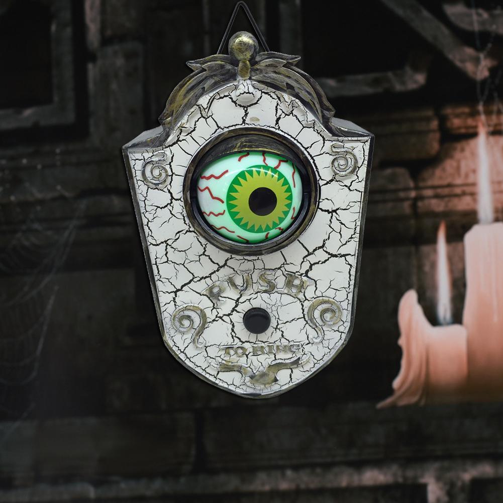 Halloween Doorbell with LED Lightup Eyes Creepy Sound Eyeball Doorbell Halloween Prop Spooky Toy Decoration Book Week Costume