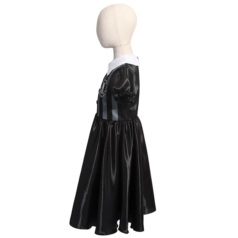Girls Wednesday Addams Nevermore academy uniform Dress Flying Sleeve Tulle Party Dress Halloween Fancy-Dress Costume
