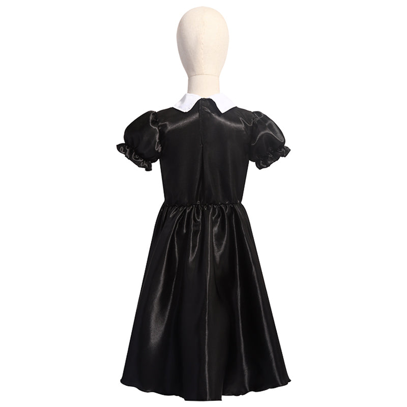 Girls Wednesday Addams Nevermore academy uniform Dress Flying Sleeve Tulle Party Dress Halloween Fancy-Dress Costume