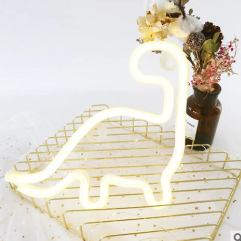 Cute LED Dinosaur Neon Light Wall Decorative Dinosaur Theme Birthday for kids  Neon Sign Night Lamp