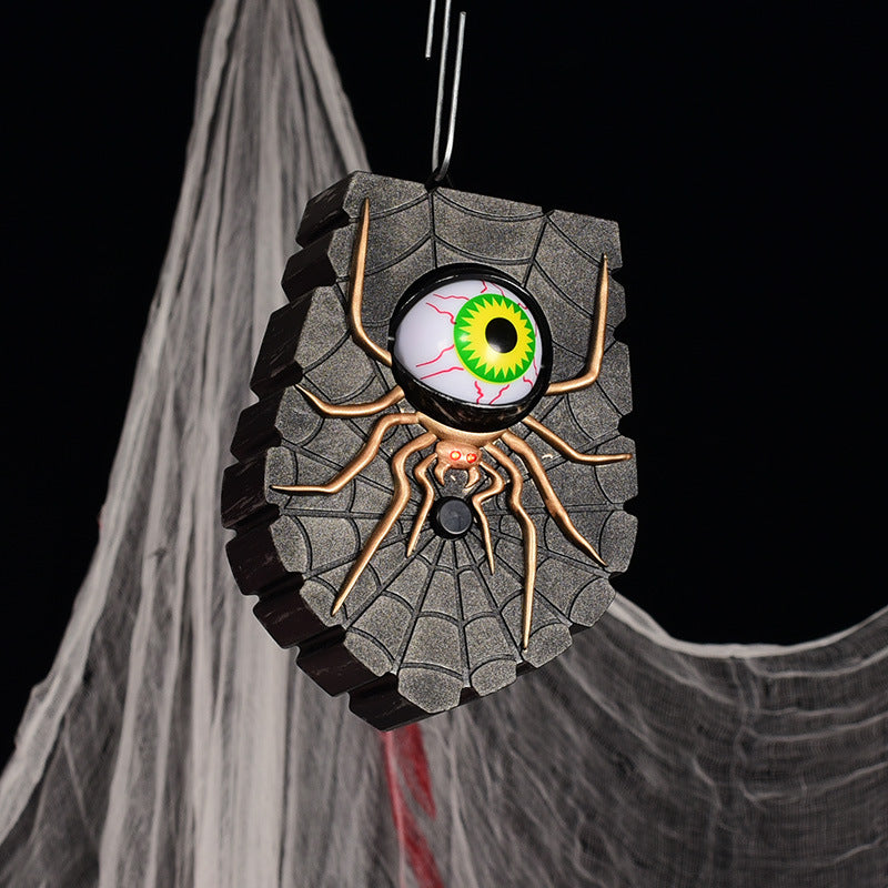 Halloween Spider Doorbell with Scary Eyeball Glowing One-Eyed Doorbell Push with Spooky Sounds Decorations Book Week Costume
