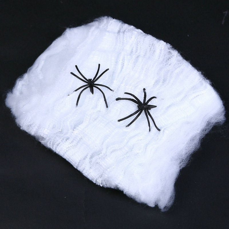 20g Stretchy Horrible Scary Spider Web With Fake Spider Cobweb Bar Haunted House KTV Scene Props Pendant Halloween Decor Book Week Costume