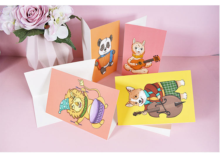 24pcs & 48 Pcs Premium Greeting Cards Thank You Cards 6 Styles Bulk Mixed Party Card Pack With Envelopes and Stickers - Animal instruments
