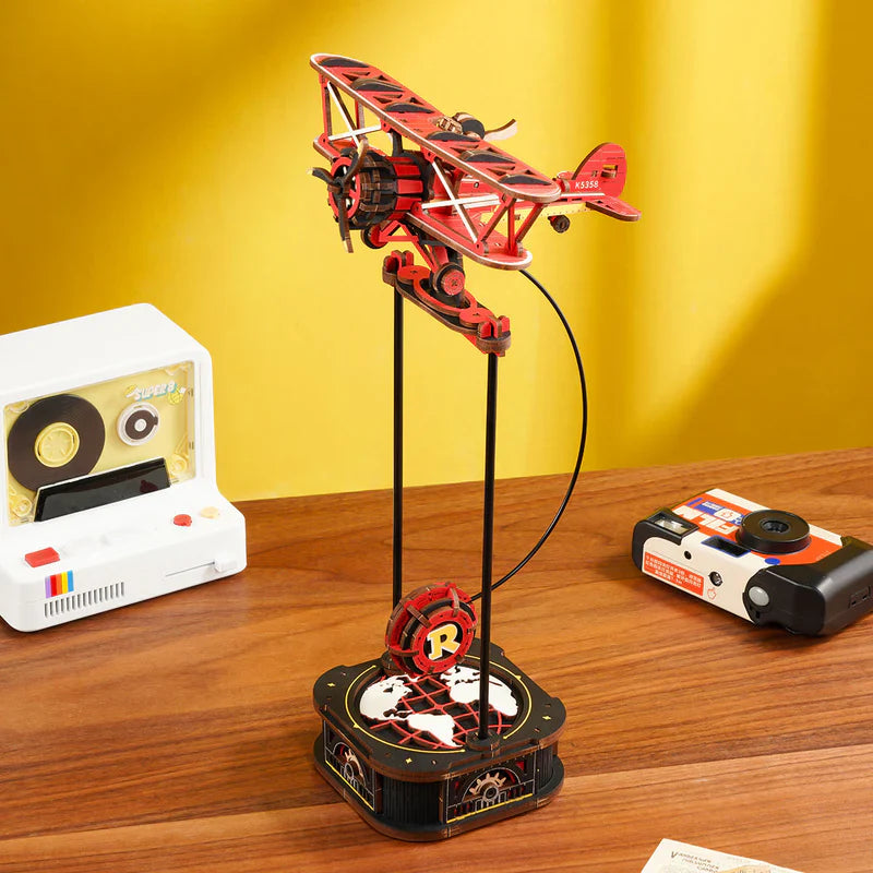 Robotime DIY Gravity Swing Sky Captain - MCD01 | Mechanical 3D Wooden Puzzle with Auto-Swing Feature