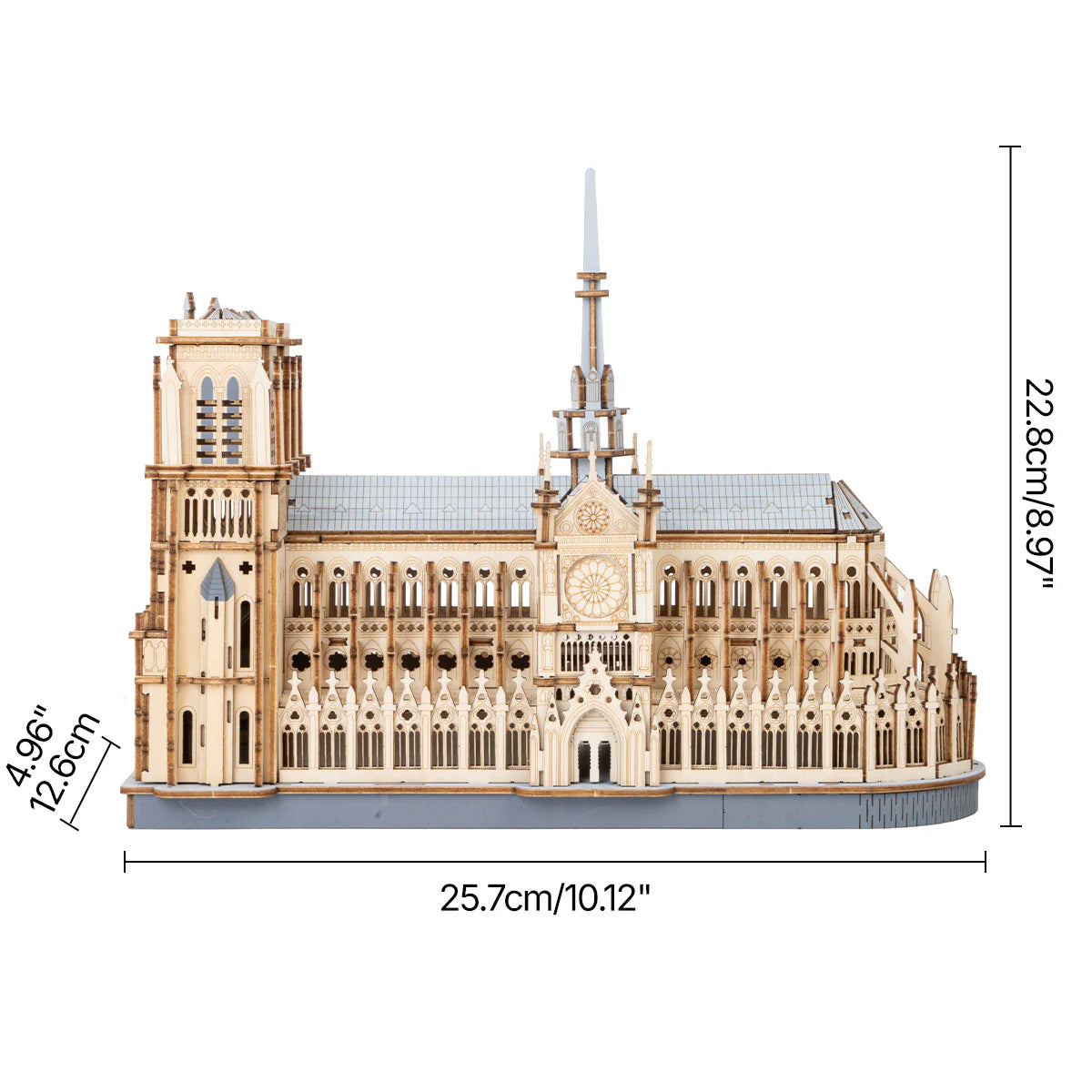 Rowood Paris Cathedral 3D Wooden Puzzle - TG511 | DIY Gothic Architecture Model with LED Lights for Adults