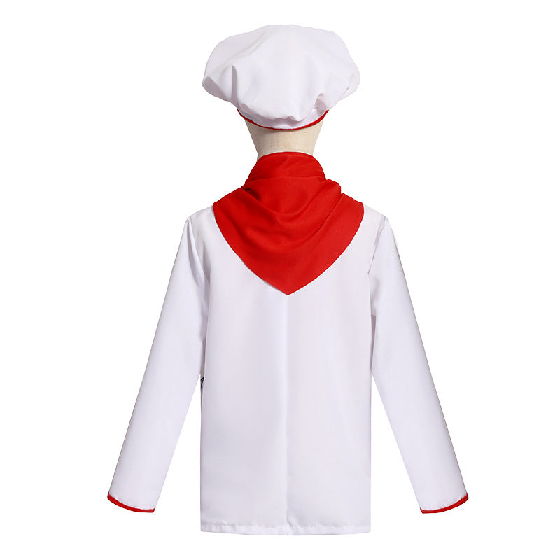 Little Chef Kitchen Chief Cook Costumes for Girls Boys Halloween Party Cosplay Outfit Kids Role Play Dress Up Cooker Suit Set