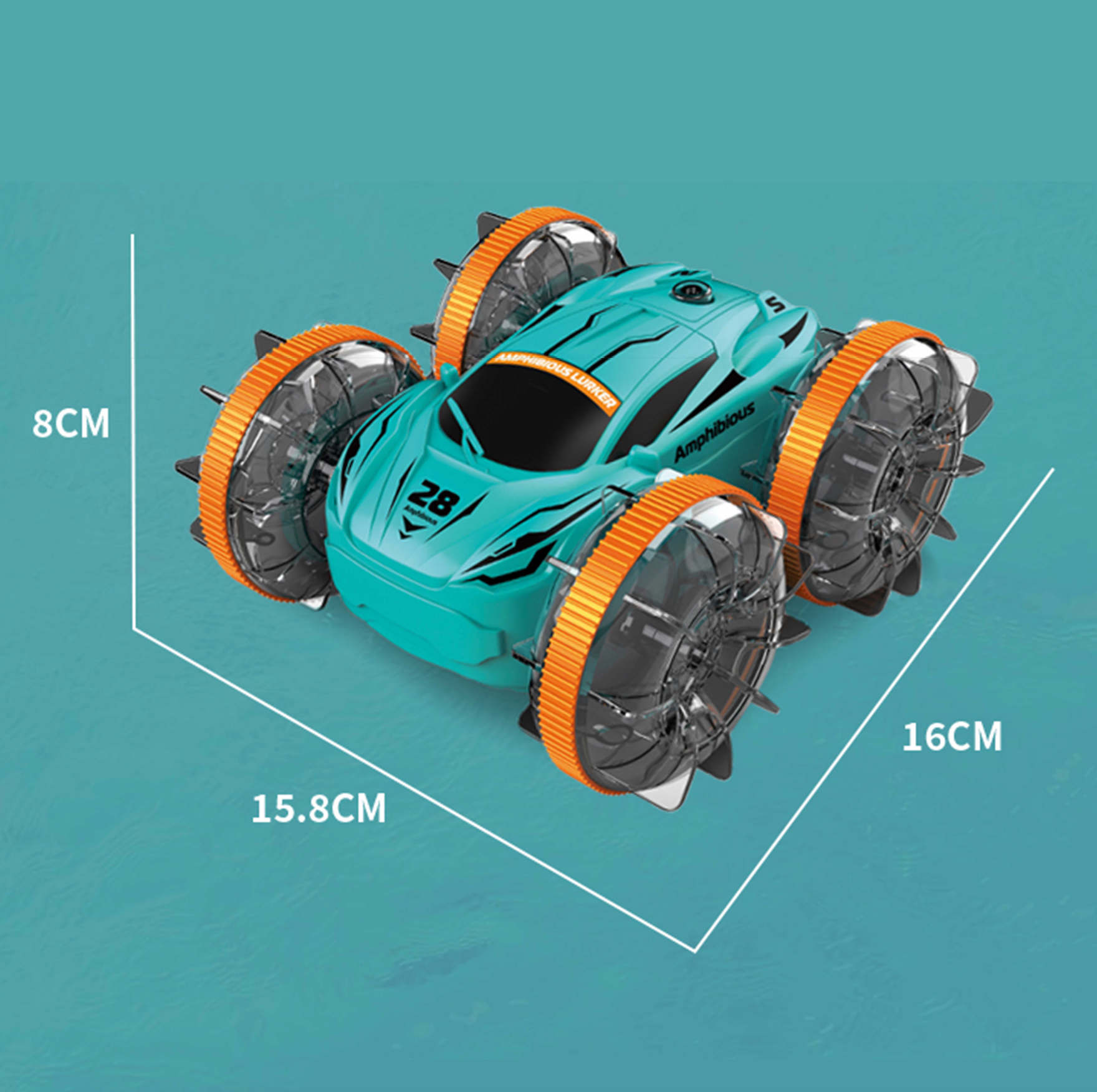 Amphibious RC Car 2 in 1 | 4WD All-Terrain Remote Control Stunt Car with Waterproof Design for Boys-Green