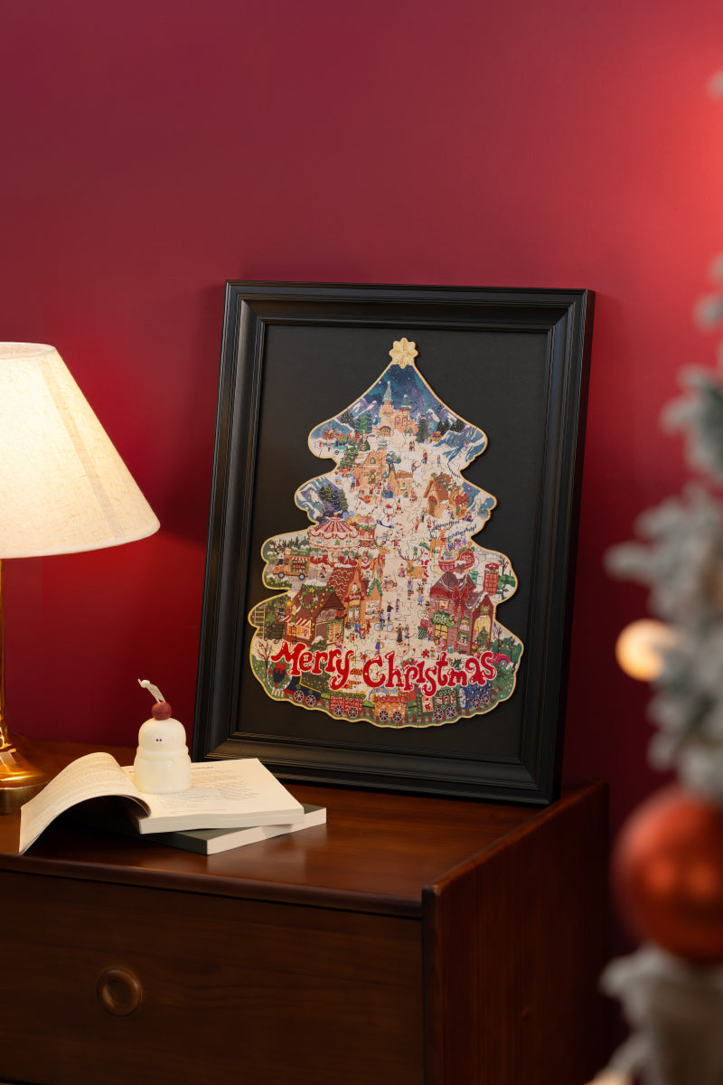 Robotime Christmas Town DIY 3D Wooden Puzzle - TA007 | Miniature Village Kit with LED Lights for Adults