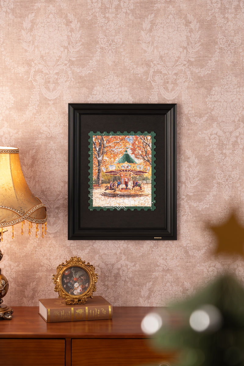 Robotime Golden Autumn Carousel DIY 3D Wooden Puzzle - TA008 | Musical Rotating Kit with LED Lights for Adults