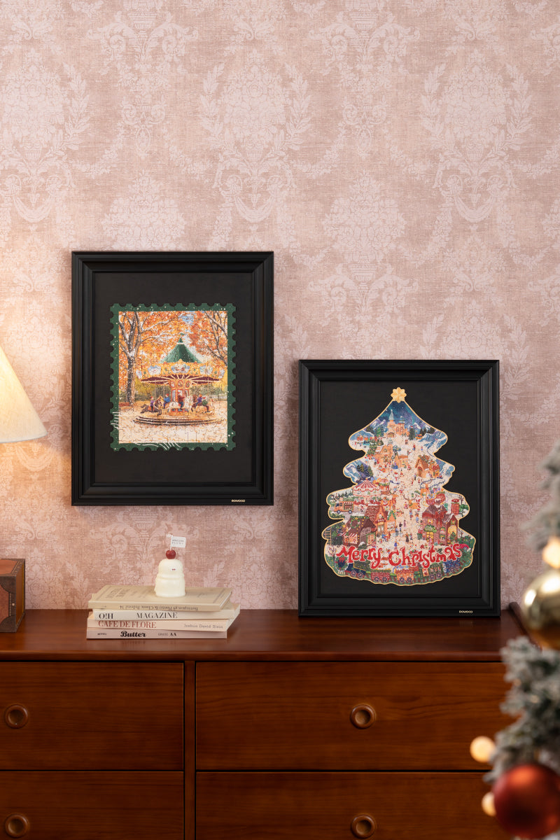 Robotime Golden Autumn Carousel DIY 3D Wooden Puzzle - TA008 | Musical Rotating Kit with LED Lights for Adults