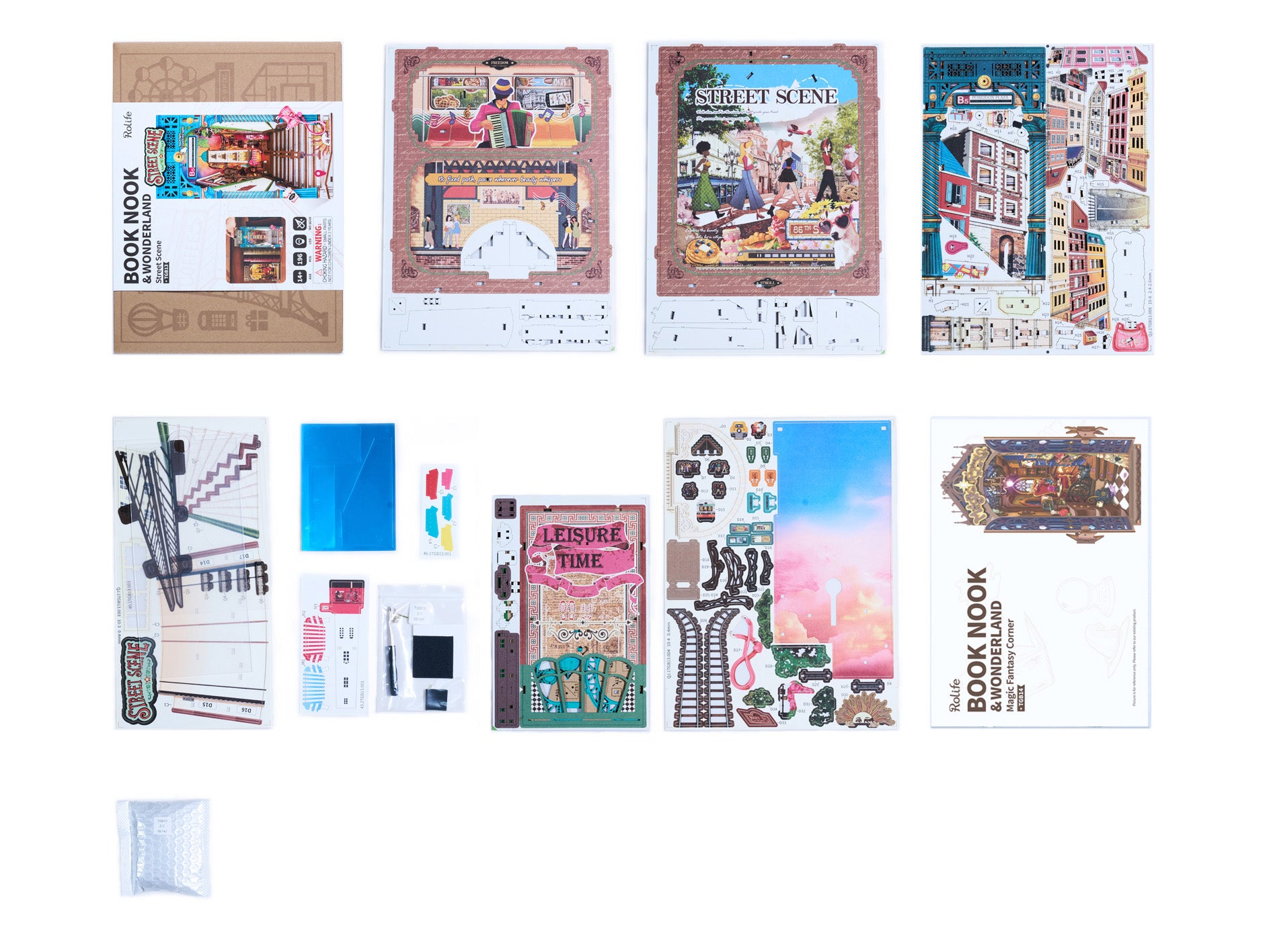 Rolife Street Scene DIY Book Nook Shelf Insert - TGB13 | 3D Miniature Alleyway with LED Lights for Bookshelves