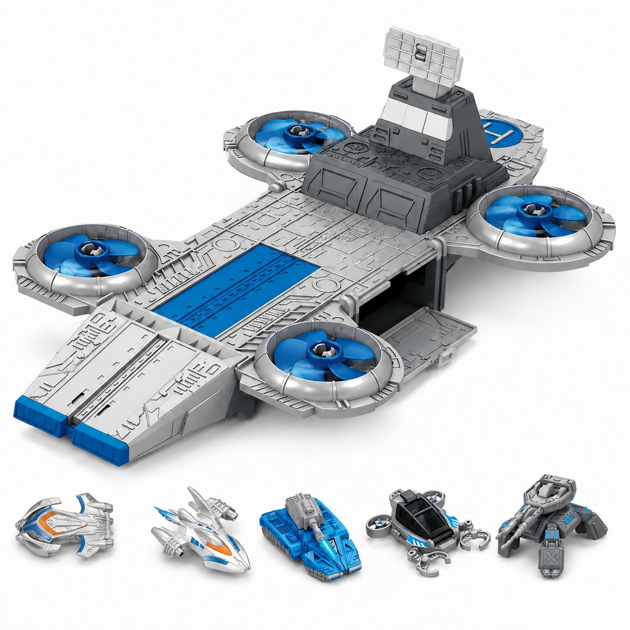 Space Union Aircraft Carrier Playset with 5 mini vehicles main product image