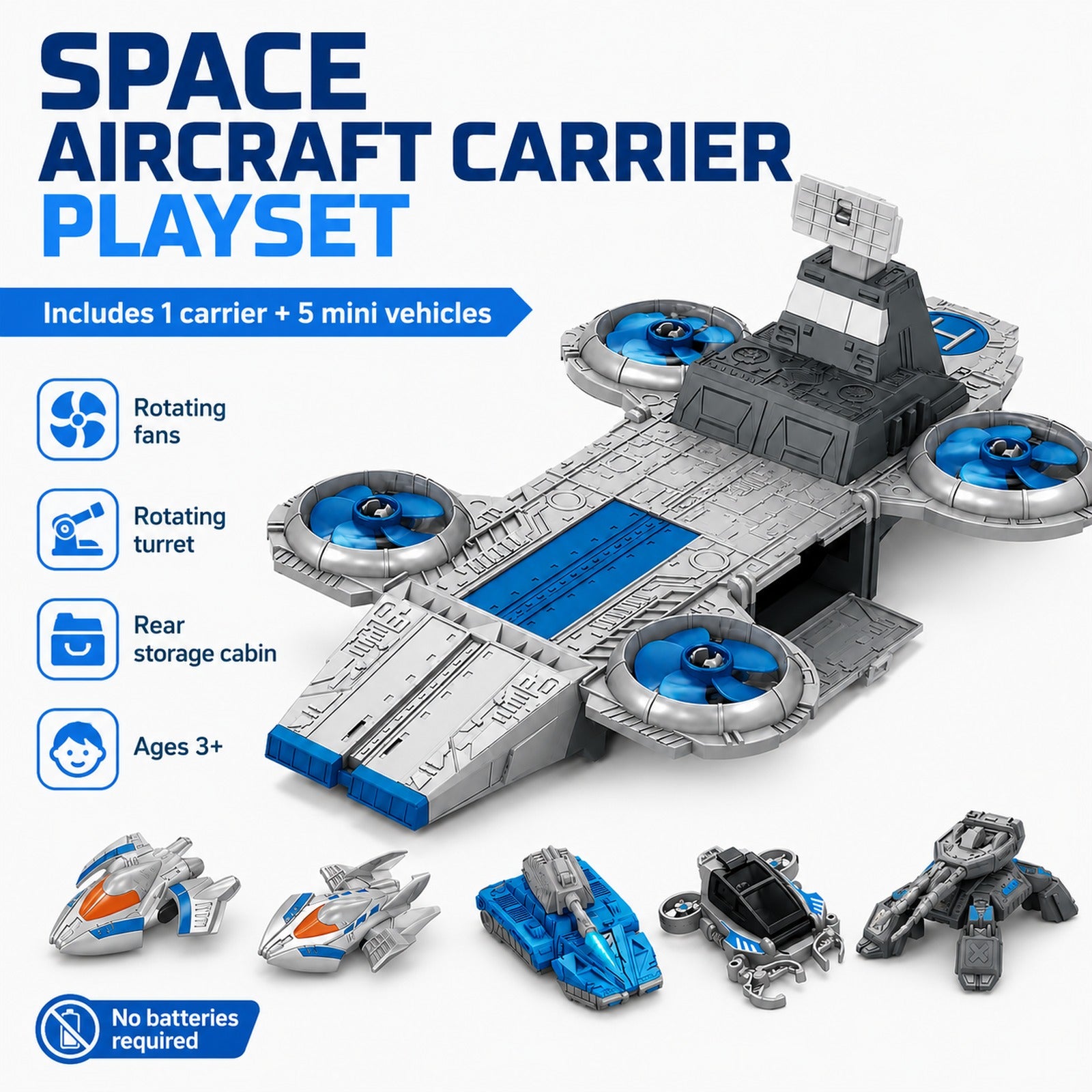 Space aircraft carrier playset feature overview