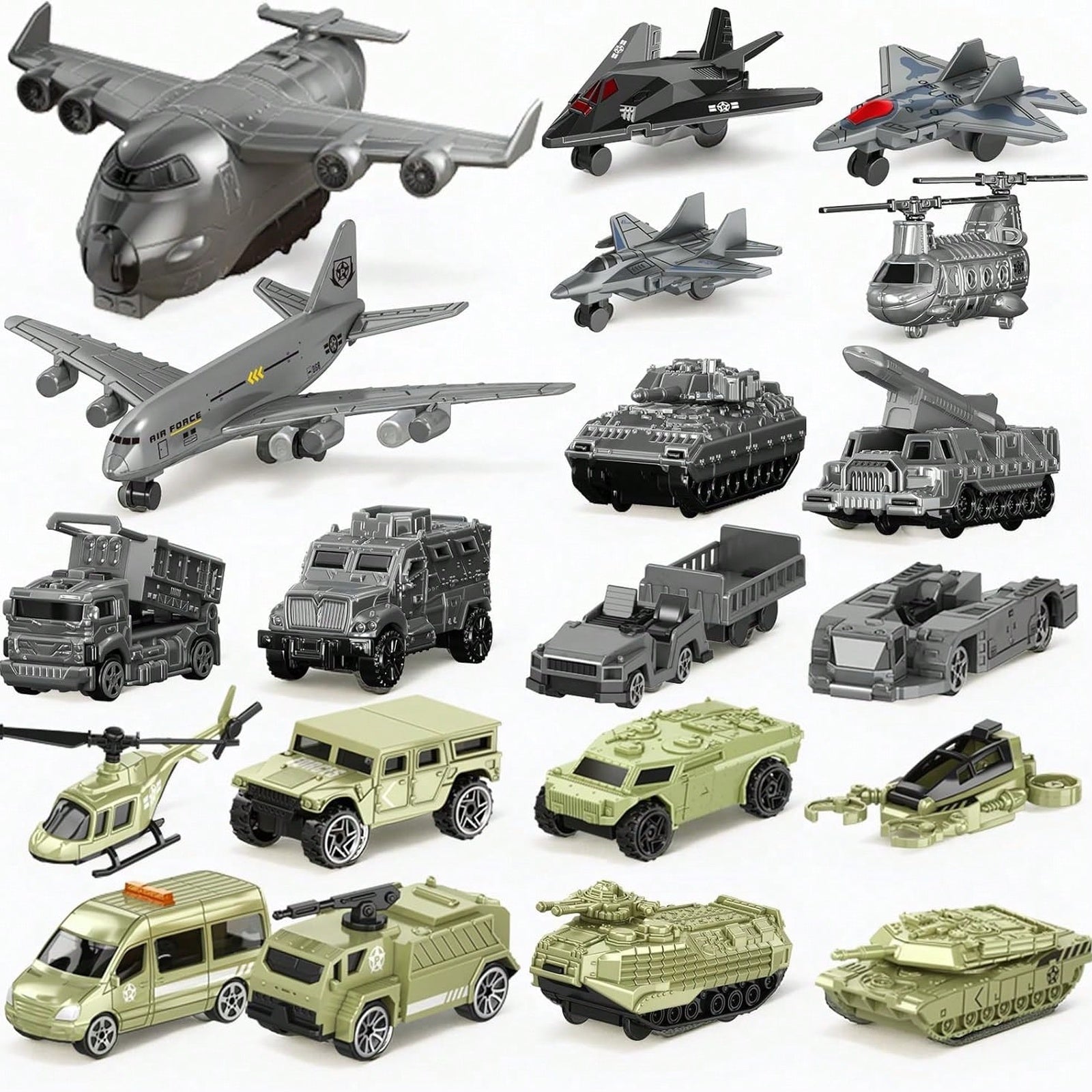 Toy vehicle and aircraft assortment full vehicle set overview