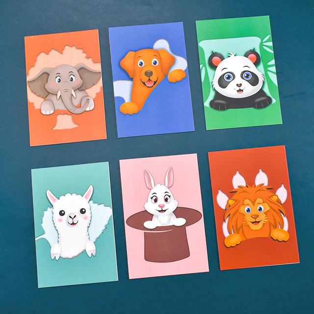 24pcs & 48 Pcs Premium Greeting Cards Thank You Cards 6 Styles Bulk Mixed Party Card Pack With Envelopes and Stickers - Animal