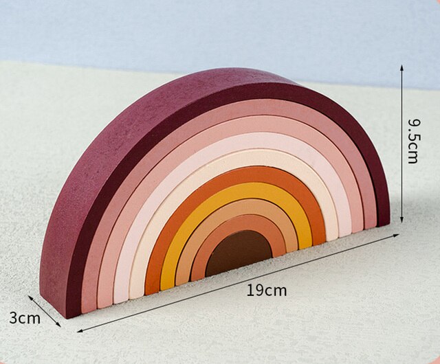 Wooden Rainbow Blocks Stacker Stacking Dolls Games Kids Creative Building Blocks Montessori Educational Toys for Children Kids