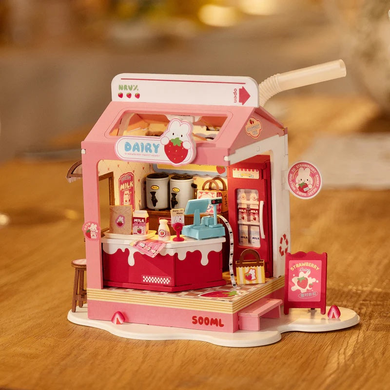Rolife Food Box Shop Strawberry Milk Box DS034
