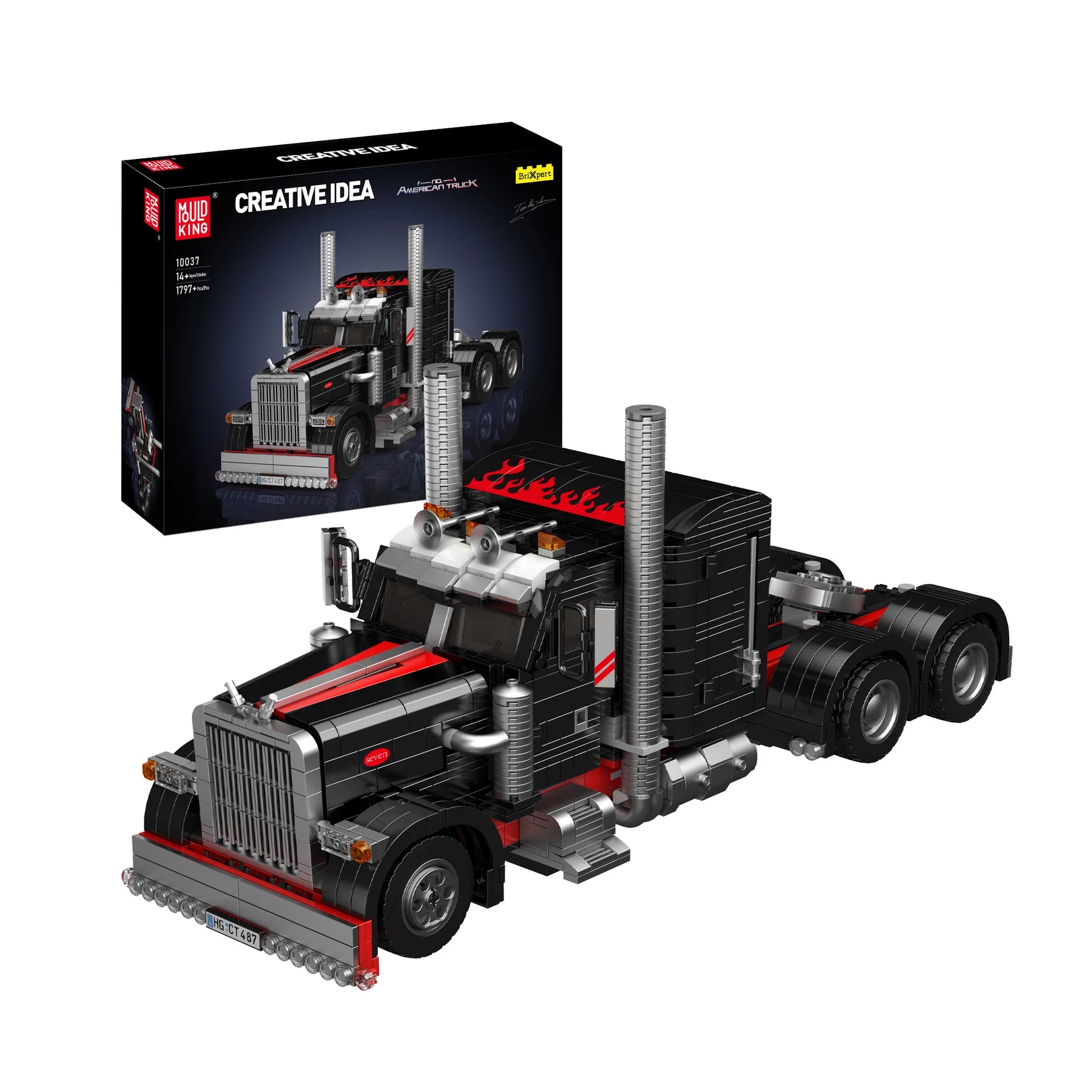Mould King 10037 American Truck Building Set | 1,797 Pcs Model Building Blocks Technology Tow Truck Toy for Boys and Girls