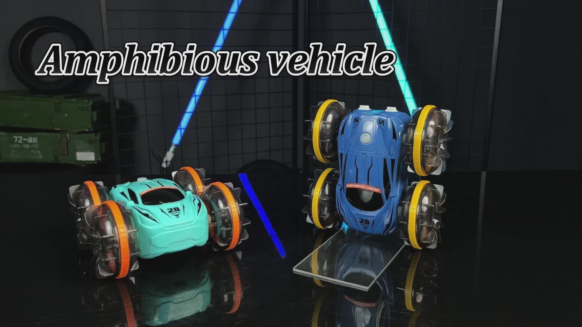 Amphibious RC Car 2 in 1 | 4WD All-Terrain Remote Control Stunt Car with Waterproof Design for Boys-Green