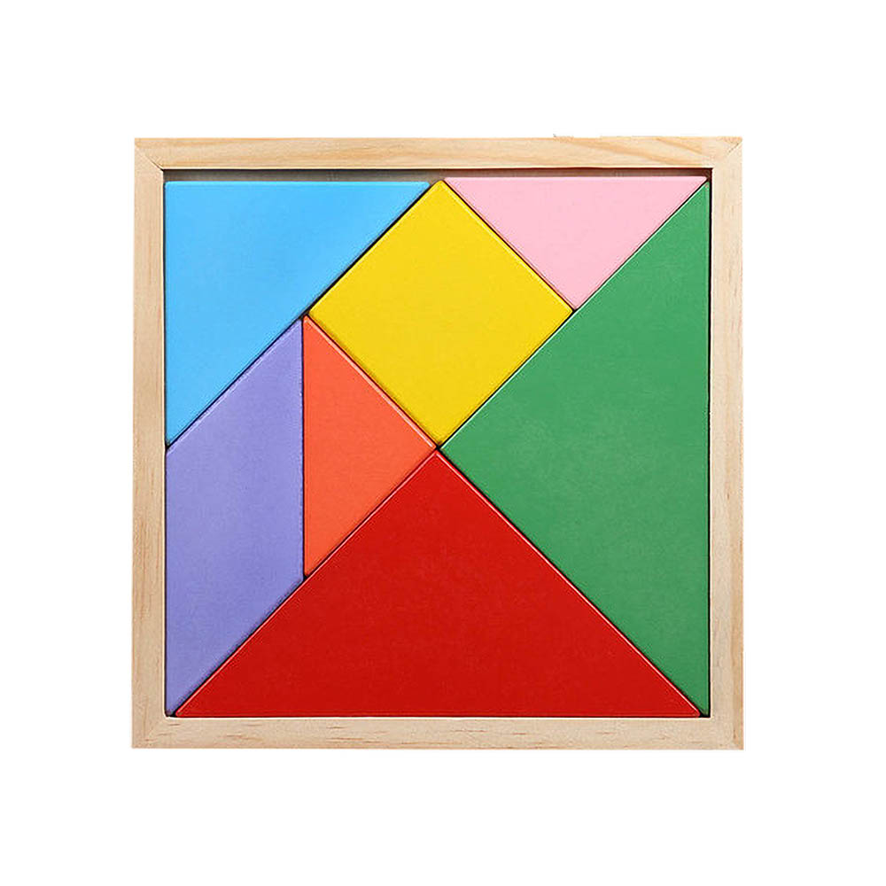 14cm Wooden Tangram Candy Colour Educational Montessori Toy Kid Puzzle Preschool