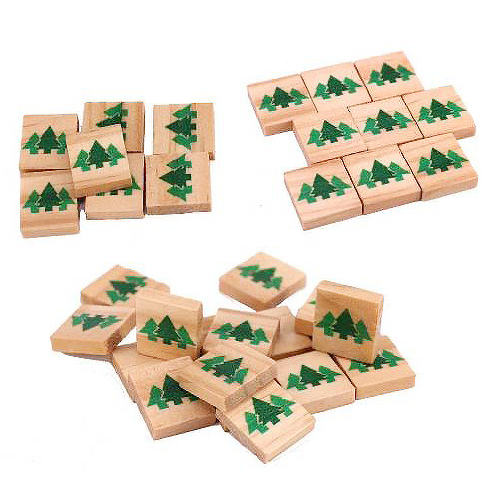 100pc Wooden Tiles Trees Symbols DIY Christmas Craft Scrap Booking Home Deco