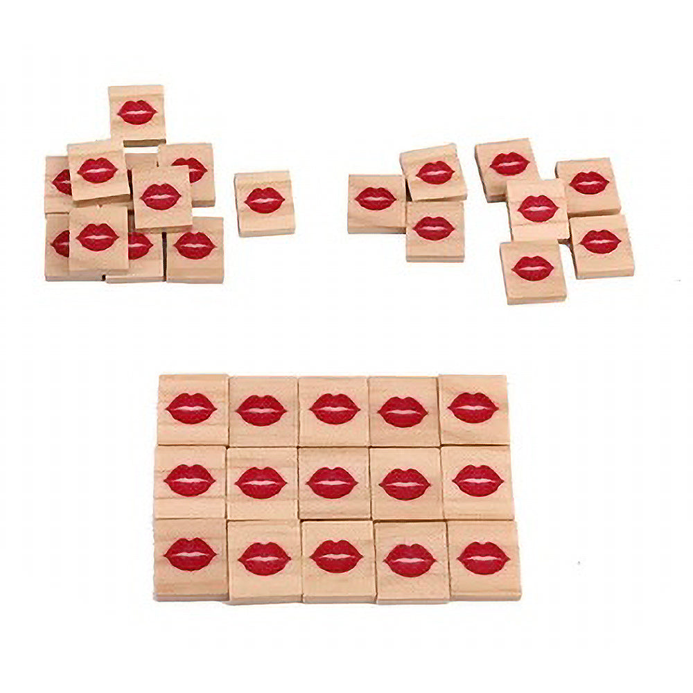 100pc Wooden Tiles Red Lips Symbols DIY Game Weddings Craft Scrap Booking Deco