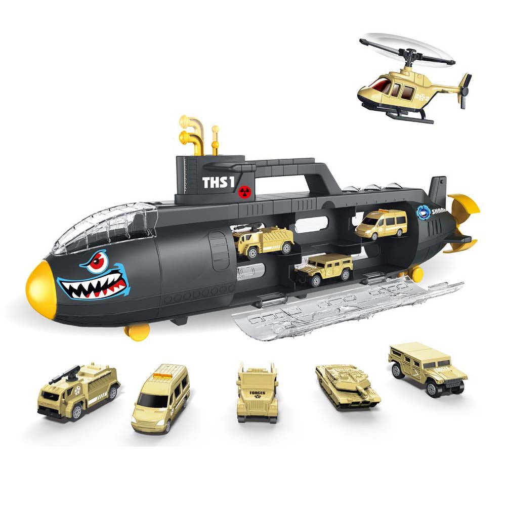 Submarine Carrier Play Set Kids Boys Toys Gift 6 Transport Models Pack Carrycase