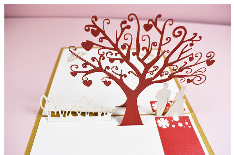 Laser-Cut Cherry Blossom Card – Handmade 3D Wedding, Anniversary & Valentine’s Day Greeting with Envelope