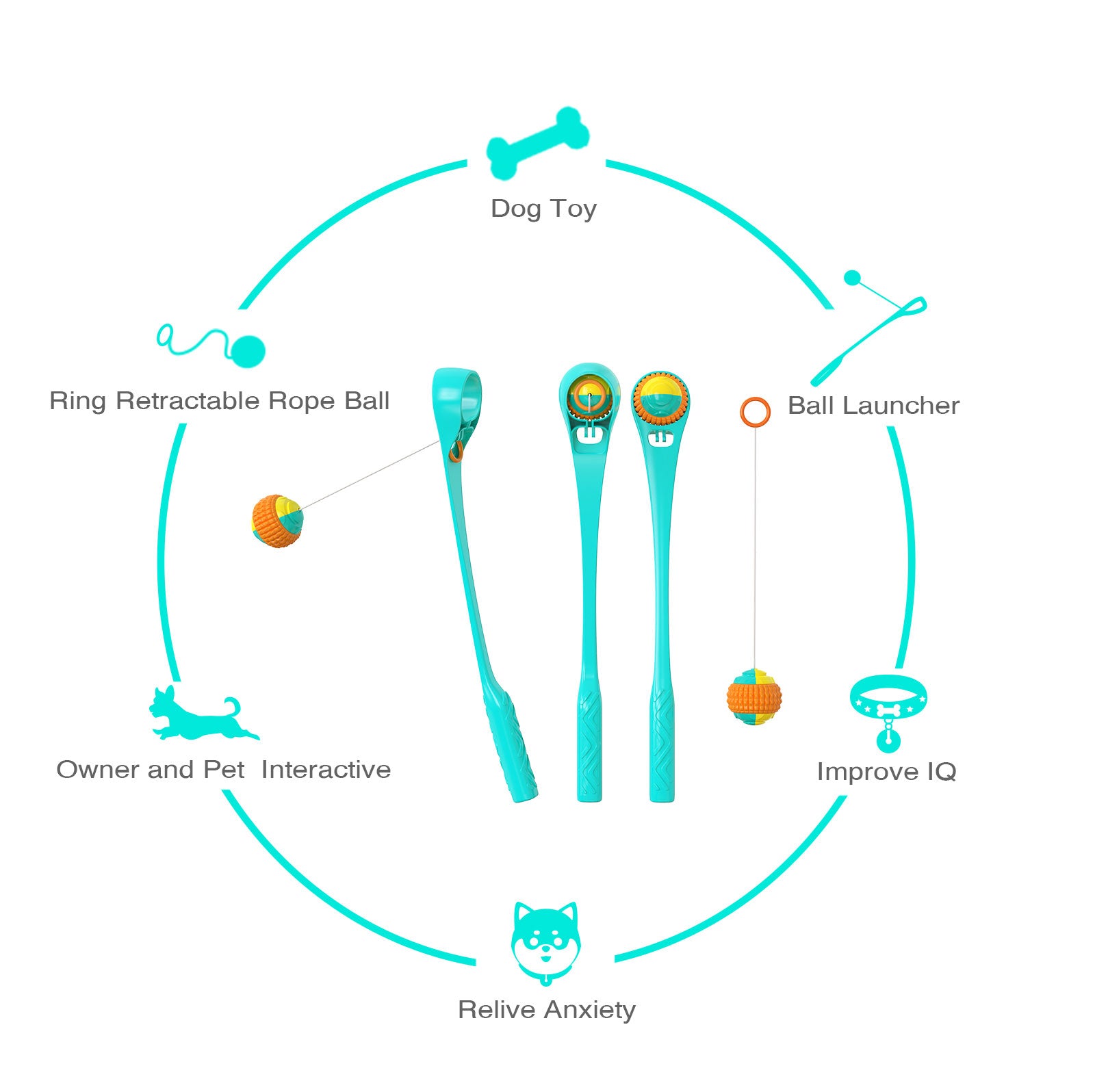 Interactive Ring Retractable Rope Ball Popular Dog Fun Toy