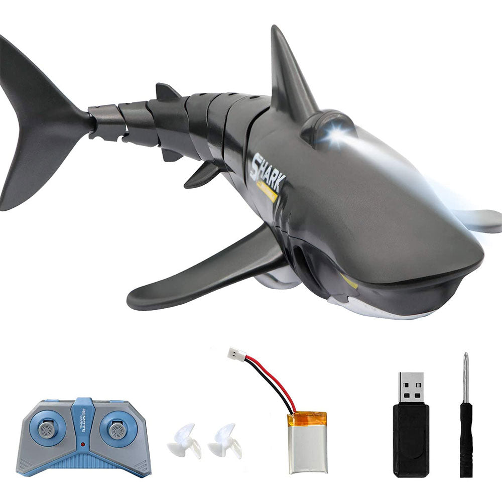2.4G Remote Control Shark Boat Model Waterproof RC Toy BLACK with Light