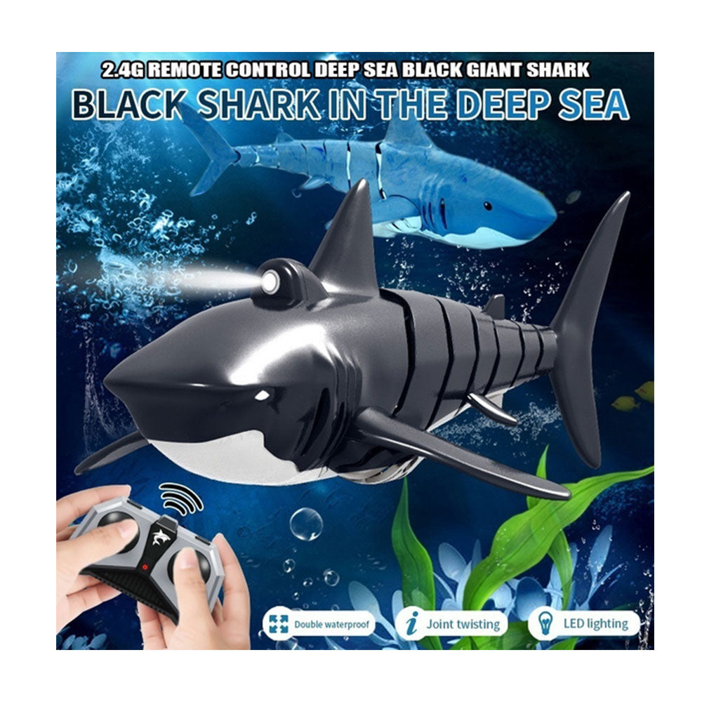 2.4G Remote Control Shark Boat Model Waterproof RC Toy BLACK with Light