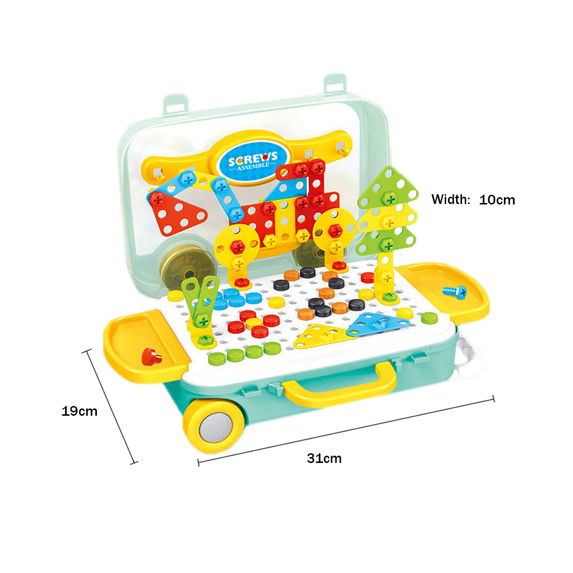 183pcs Creative STEM Mosaic Building Blocks Bricks Peg Spanner Screwdriver Assemble Toy Set Suitcase