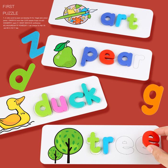 Wooden Cardboard English Spelling Alphabet Game Early Education Educational Gift