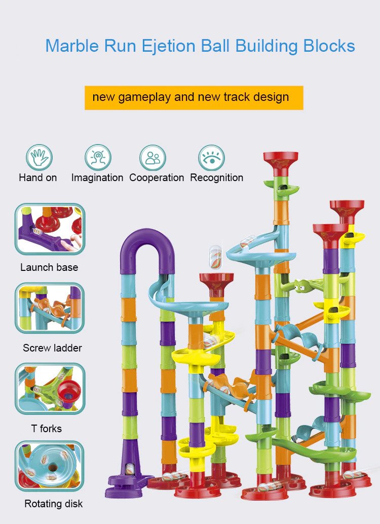 142pcs Large Marble Race Run Building Blocks Toys Educational Preschool Kids Deluxe Set