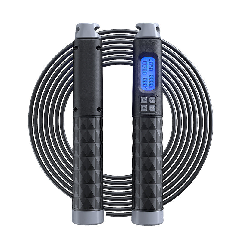 2-IN-1 Smart Cordless Skipping Rope With Digital Counter Non-slip Handle for Gym Sports Fitness - Black/Gray