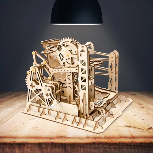 Robotime 3D DIY Wooden Puzzle Mechanical Gear Drive Marble Run Set Gift LG503